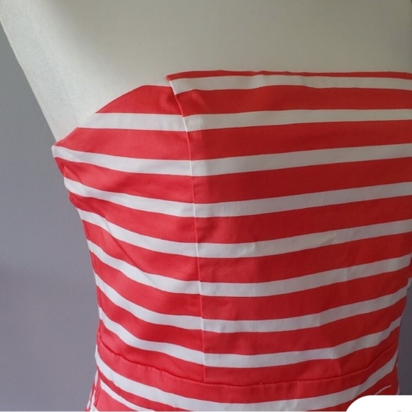 GAP Vibrant Orange & White Striped Fit & Flare Halter Mini Dress Size 14 - Picture 2 of 8